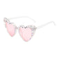 Anna-Kaci Women's Heart-Shaped Bride to Be Sunglasses with Rhinestone and Pearl Embellishments for Bachelorette Party