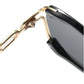 Anna-Kaci Women's Oversized Square Sunglasses with Cutout Chain Link Arms and Glamorous Metal Trim Detailing