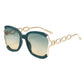 Anna-Kaci Women's Oversized Square Sunglasses with Cutout Chain Link Arms and Glamorous Metal Trim Detailing