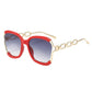 Anna-Kaci Women's Oversized Square Sunglasses with Cutout Chain Link Arms and Glamorous Metal Trim Detailing