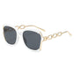 Anna-Kaci Women's Oversized Square Sunglasses with Cutout Chain Link Arms and Glamorous Metal Trim Detailing