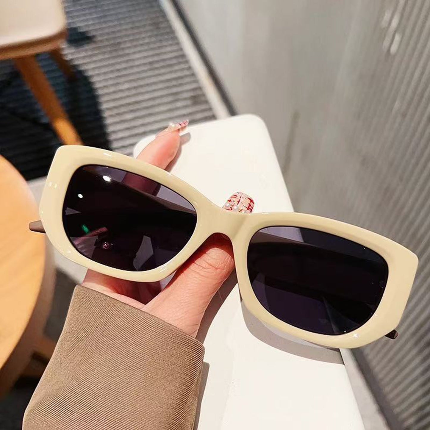 Anna-Kaci Women's Retro Thick Frame Cat Eye Sunglasses with Contrasting Arms and UV400 Protective Lenses for Bold Everyday Looks