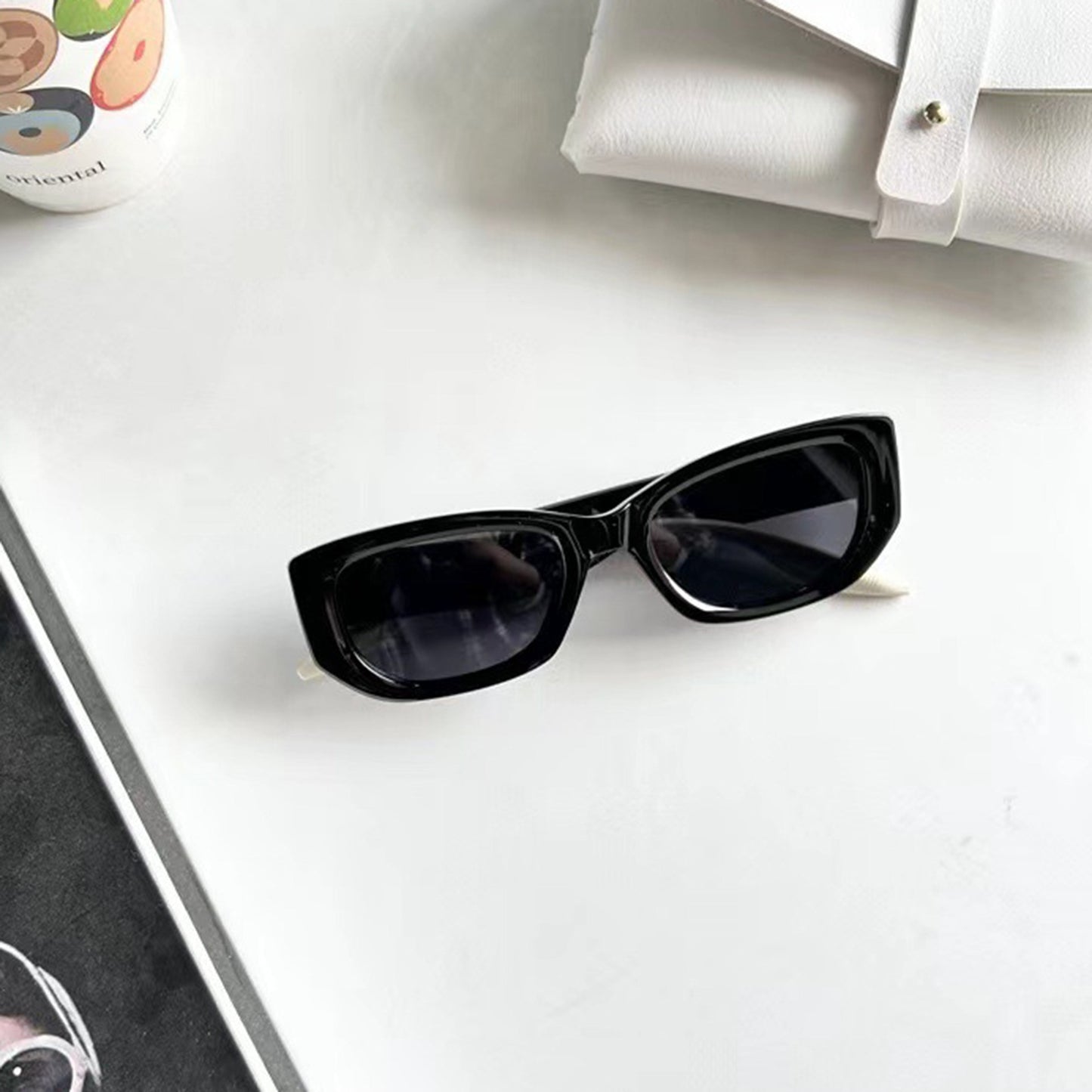 Anna-Kaci Women's Retro Thick Frame Cat Eye Sunglasses with Contrasting Arms and UV400 Protective Lenses for Bold Everyday Looks