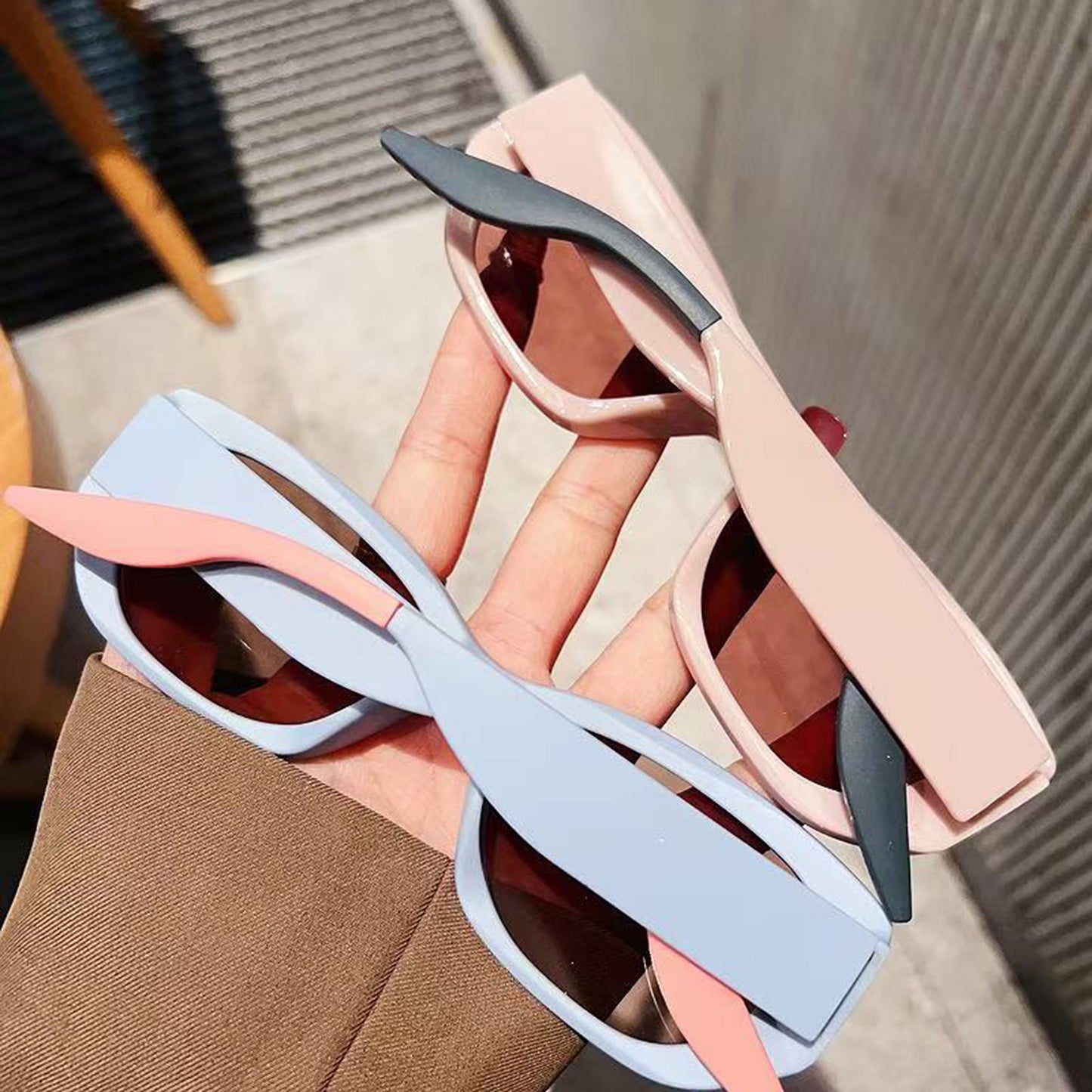 Anna-Kaci Women's Retro Thick Frame Cat Eye Sunglasses with Contrasting Arms and UV400 Protective Lenses for Bold Everyday Looks