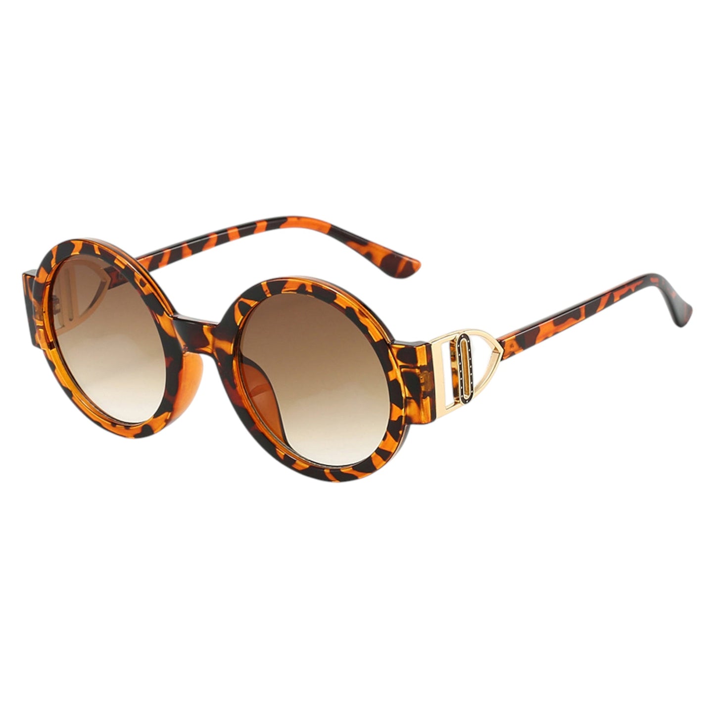 Anna-Kaci Women's Round Frame Sunglasses with Gold Temple Hardware and UV400 Lenses for Retro Modern Style