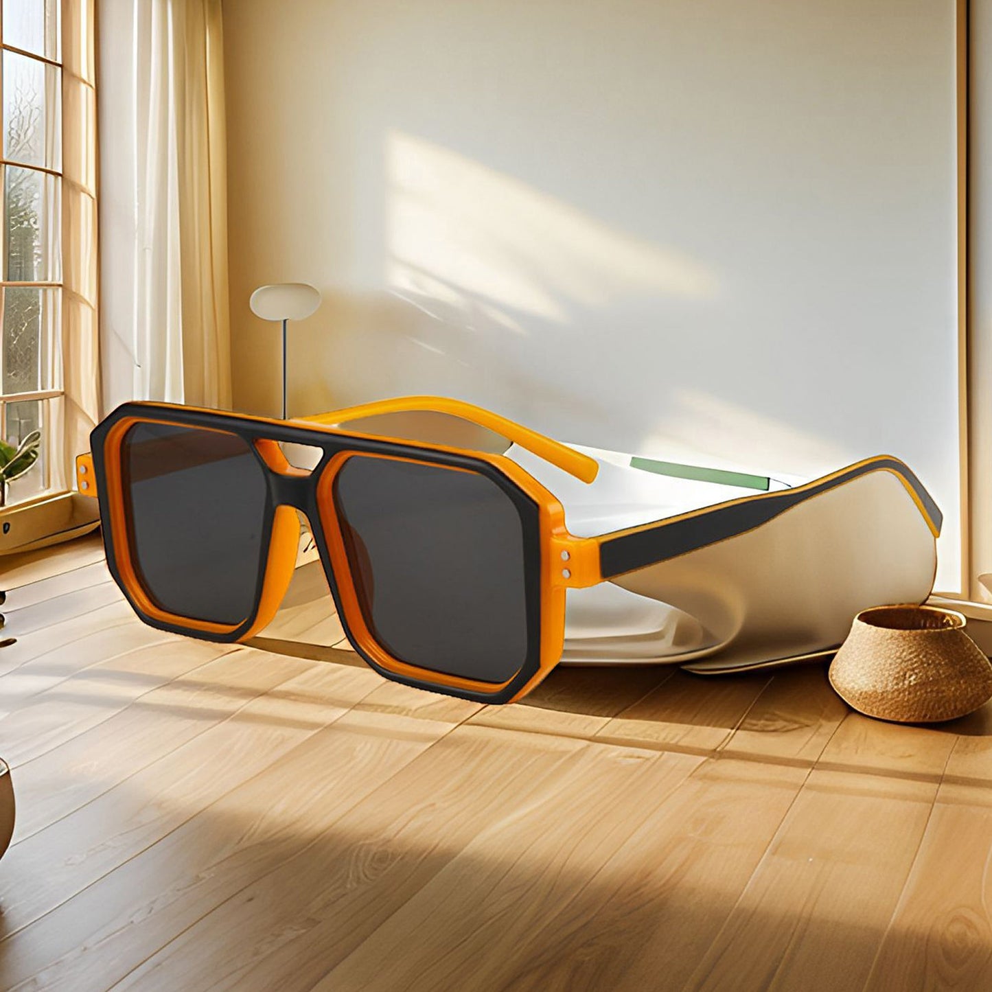 Anna-Kaci Unisex Oversized Angular Shield Sunglasses with Gradient Lenses and Bold Frame Design for Modern Street Style