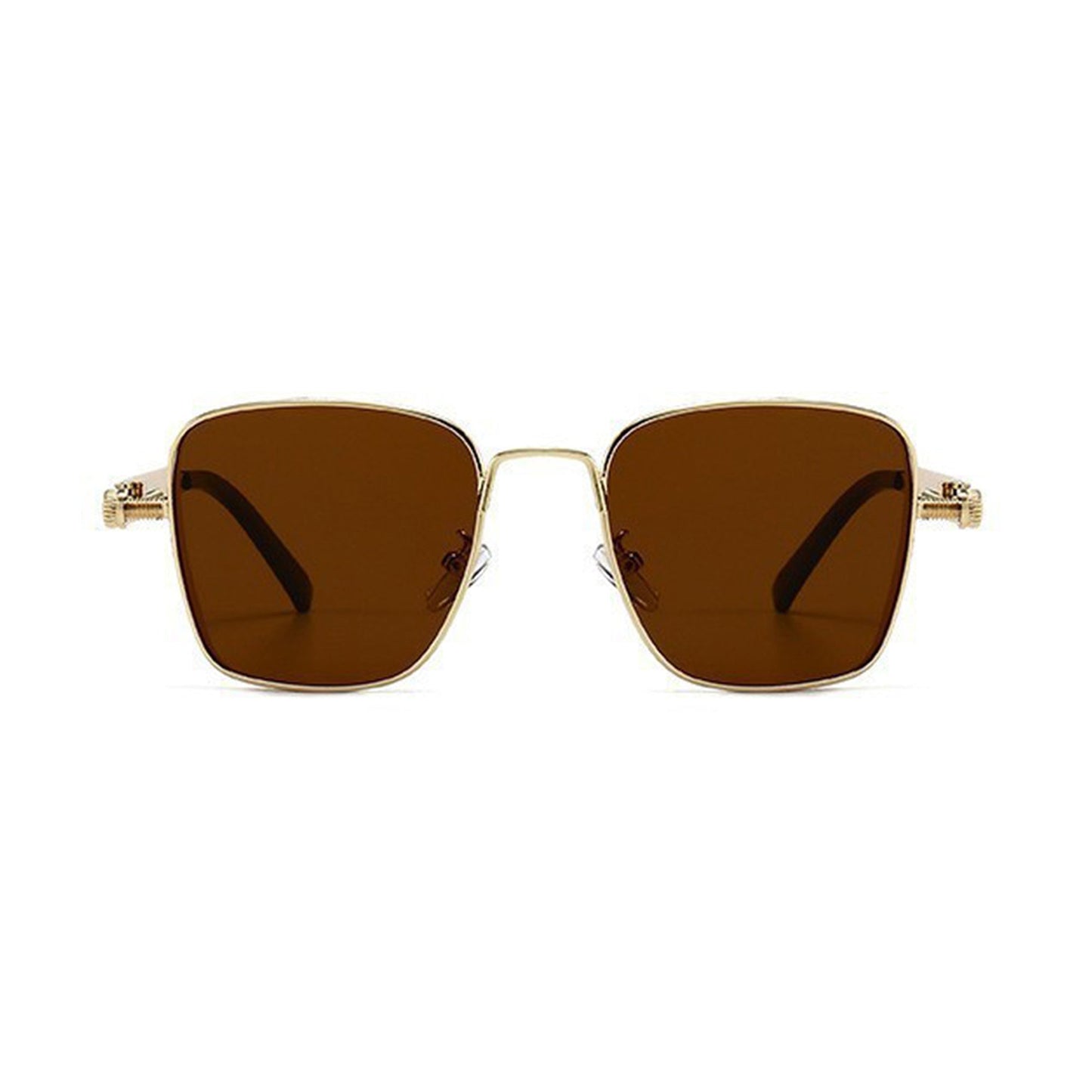 Anna-Kaci Unisex Geometric Square Sunglasses with Metal Frame and Industrial Side Bar Detailing
