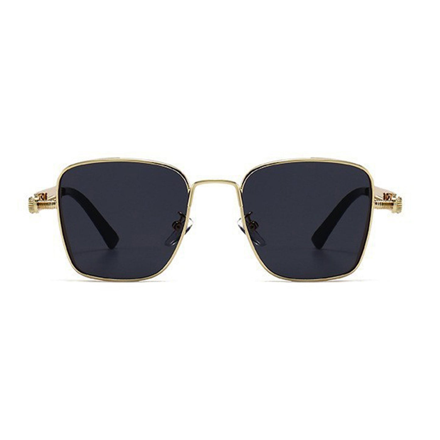 Anna-Kaci Unisex Geometric Square Sunglasses with Metal Frame and Industrial Side Bar Detailing