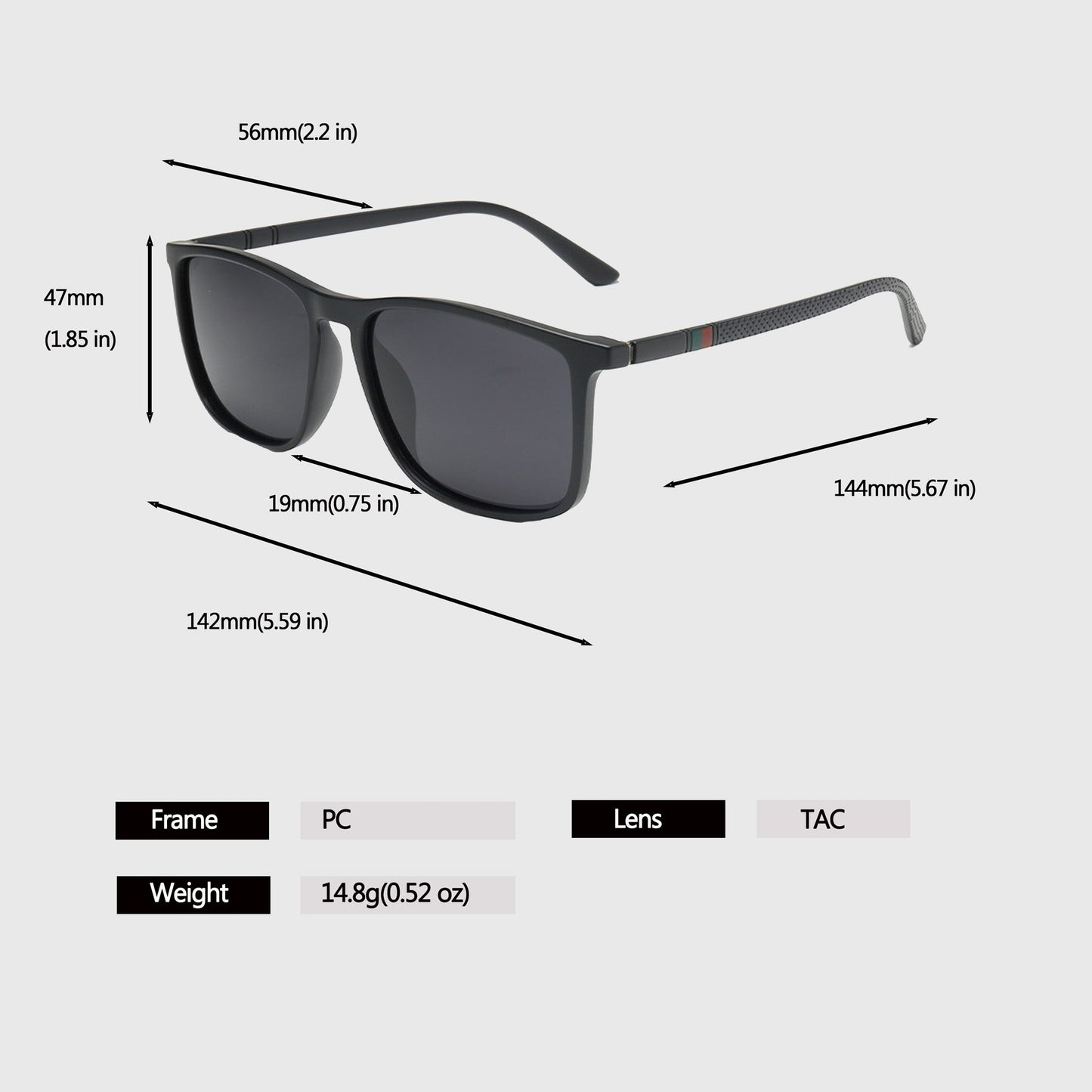 Anna-Kaci Unisex Square Polarized Lightweight UV Protection Sunglasses