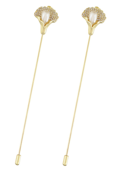 Alilang Vintage Hat Pin 5 inch Long Handle Golden Tone Lapel Pins Tie Scarf Brooch Jewelry Accessories Pack of 2/3