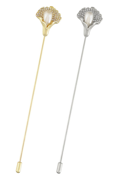 Alilang Vintage Hat Pin 5 inch Long Handle Golden Tone Lapel Pins Tie Scarf Brooch Jewelry Accessories Pack of 2/3