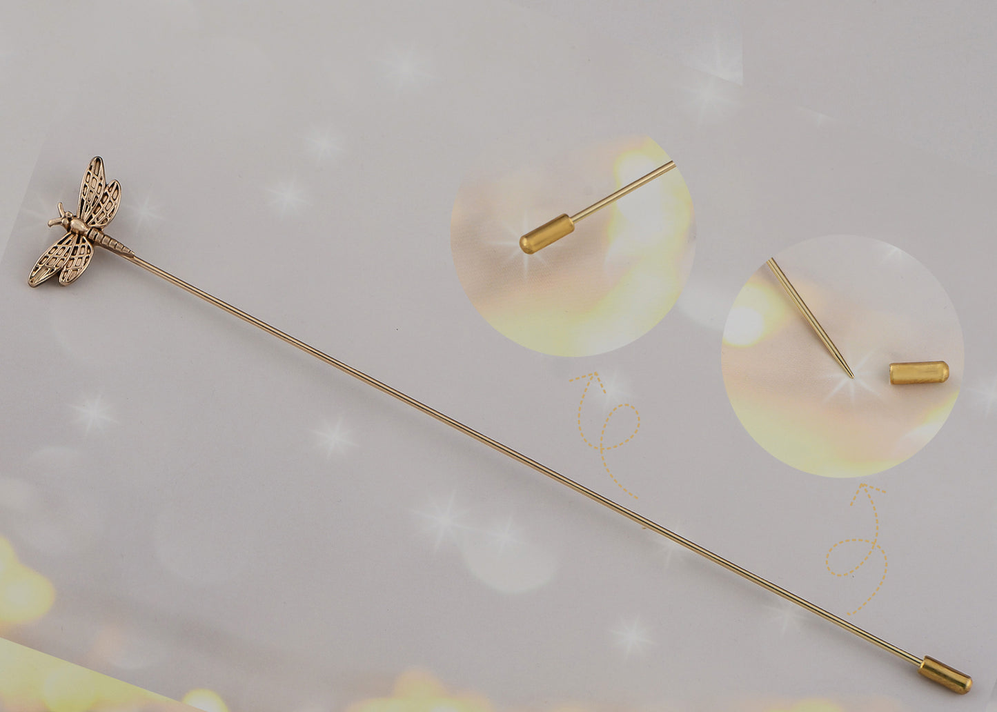 Alilang Vintage Gold Tone Star Bat Butterfly Shaped Hat Pin Textured Embossed Design