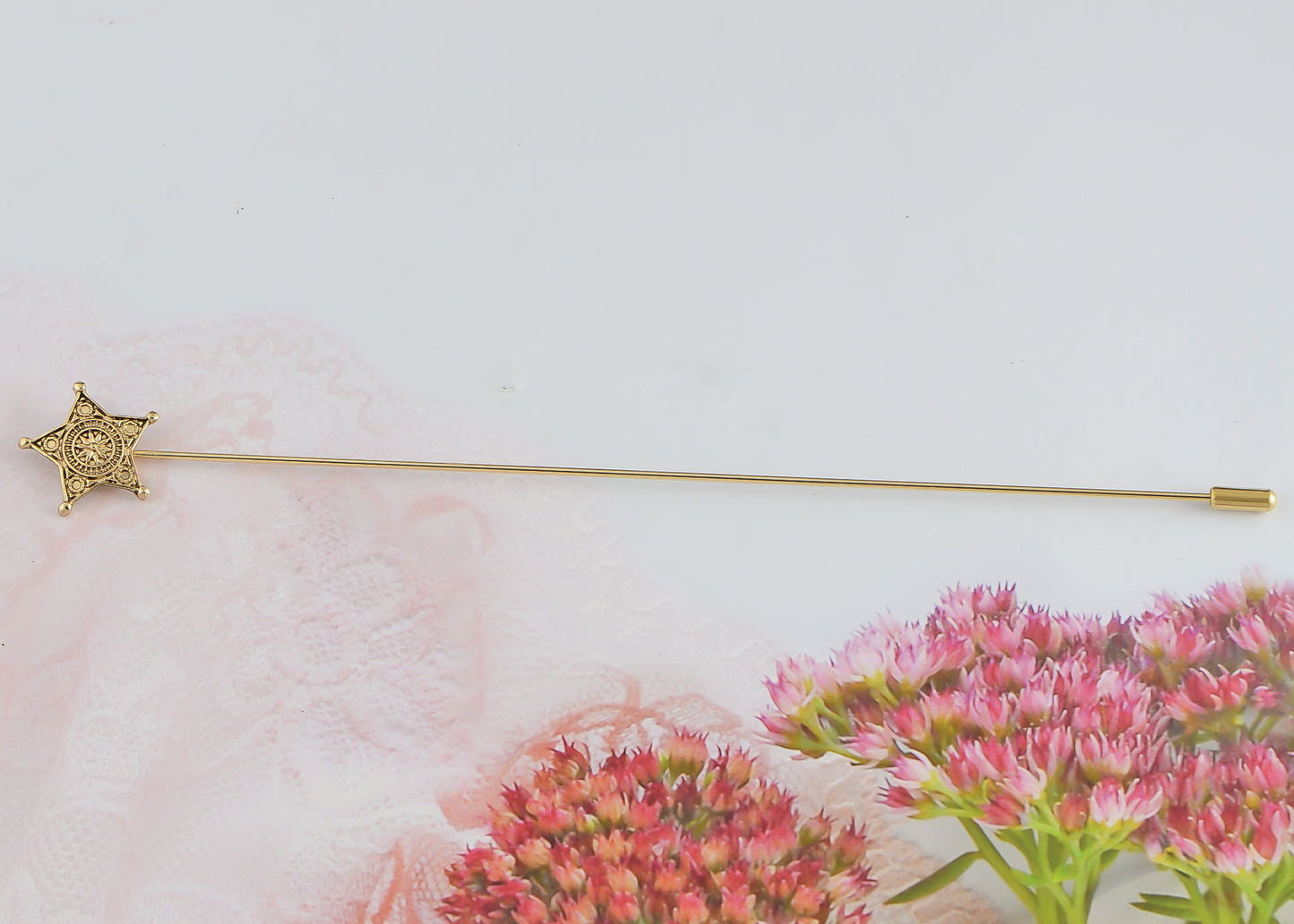 Alilang Vintage Gold Tone Star Bat Butterfly Shaped Hat Pin Textured Embossed Design