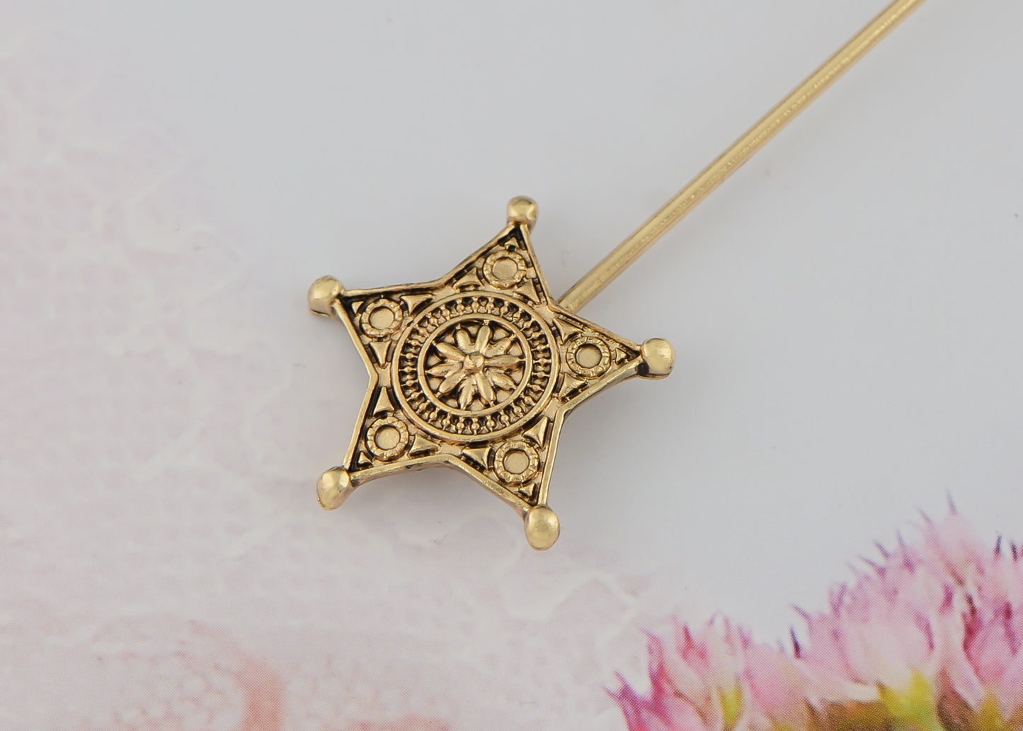 Alilang Vintage Gold Tone Star Bat Butterfly Shaped Hat Pin Textured Embossed Design