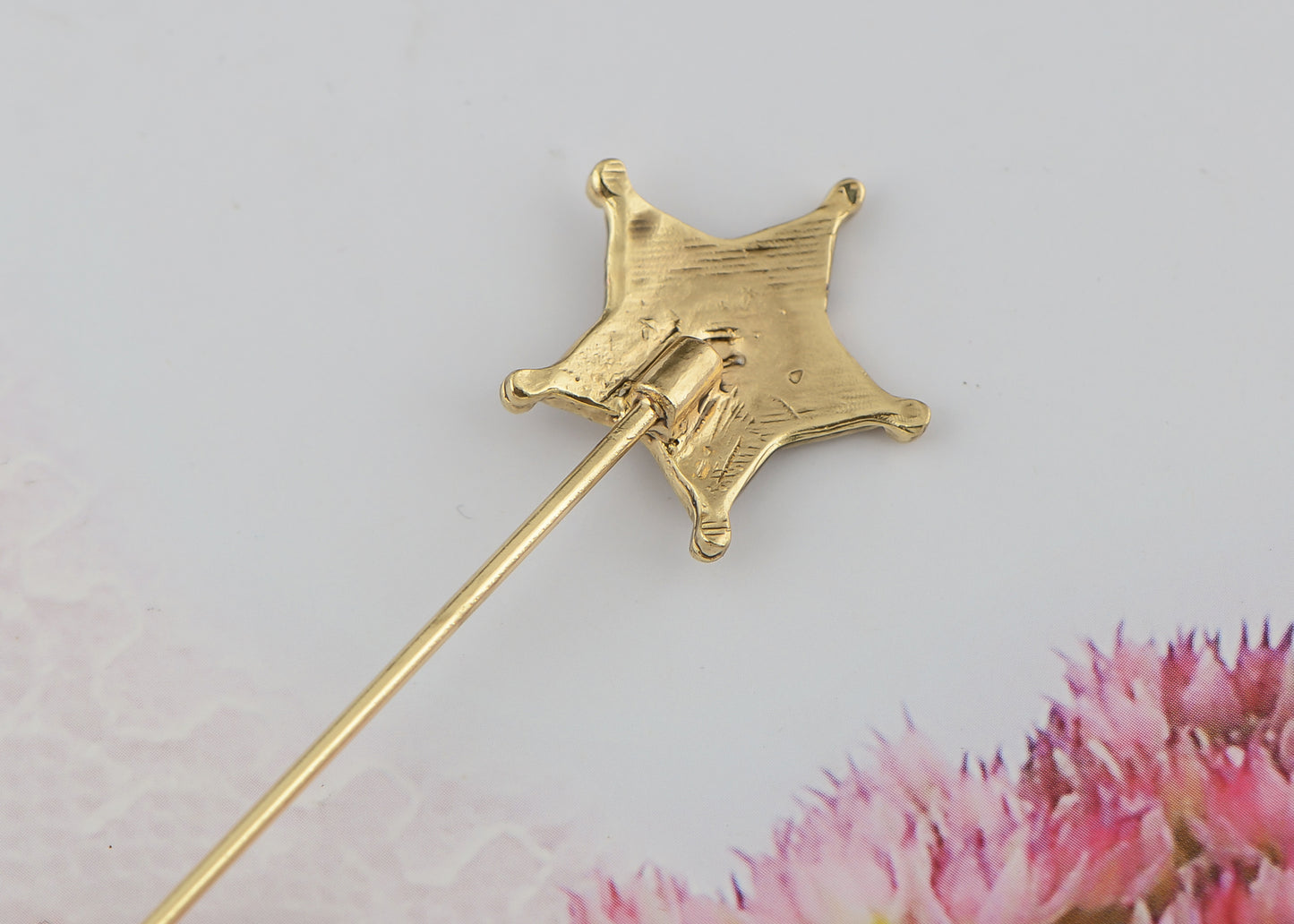Alilang Vintage Gold Tone Star Bat Butterfly Shaped Hat Pin Textured Embossed Design