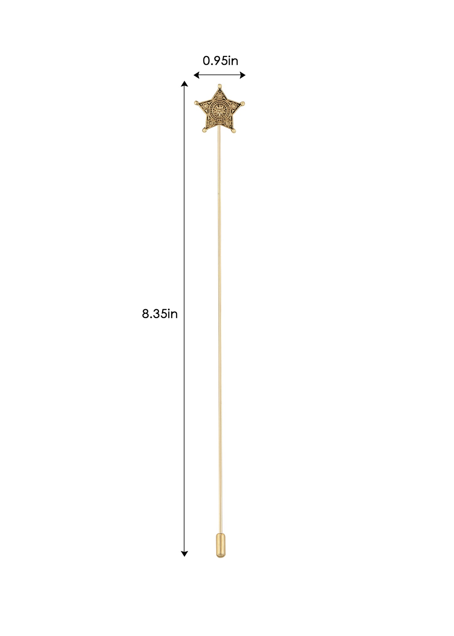 Alilang Vintage Gold Tone Star Bat Butterfly Shaped Hat Pin Textured Embossed Design