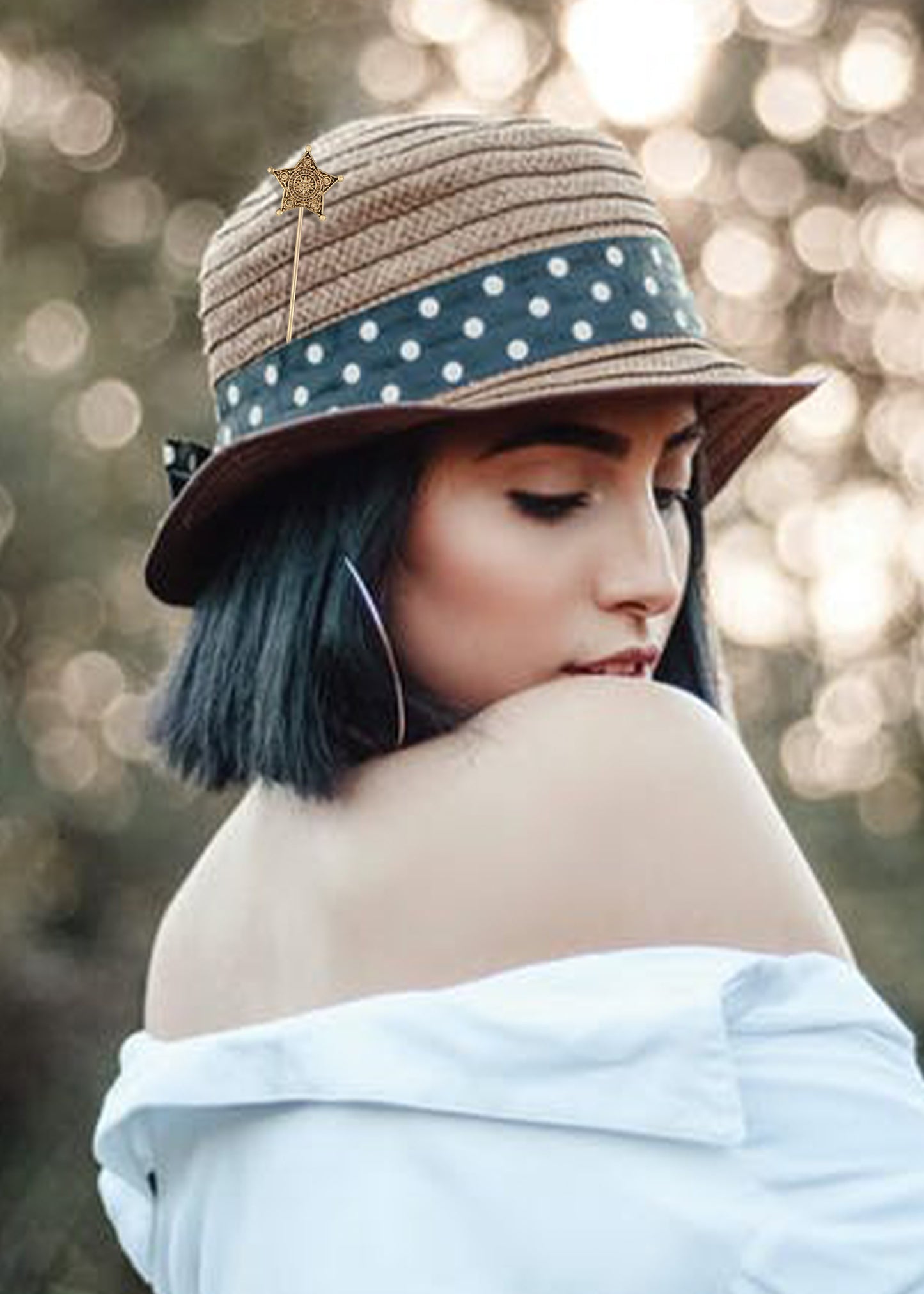 Alilang Vintage Gold Tone Star Bat Butterfly Shaped Hat Pin Textured Embossed Design