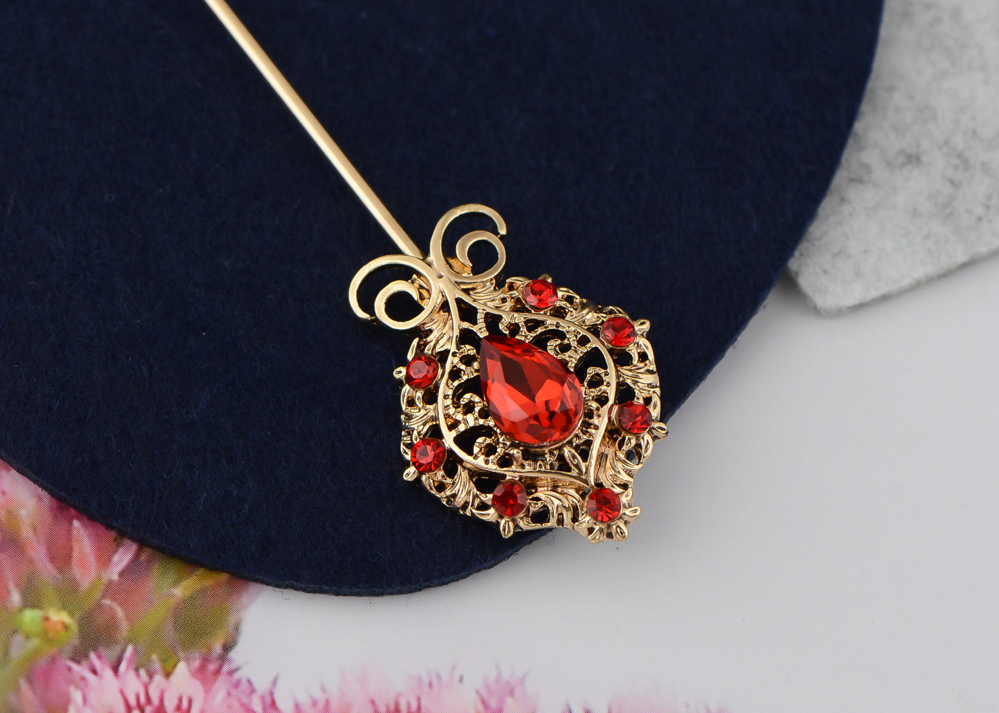 Alilang Women's Elegant Vintage Hat Pin Bendable Long Needle Lapel Pins Brooches on Hair Hat Scarf