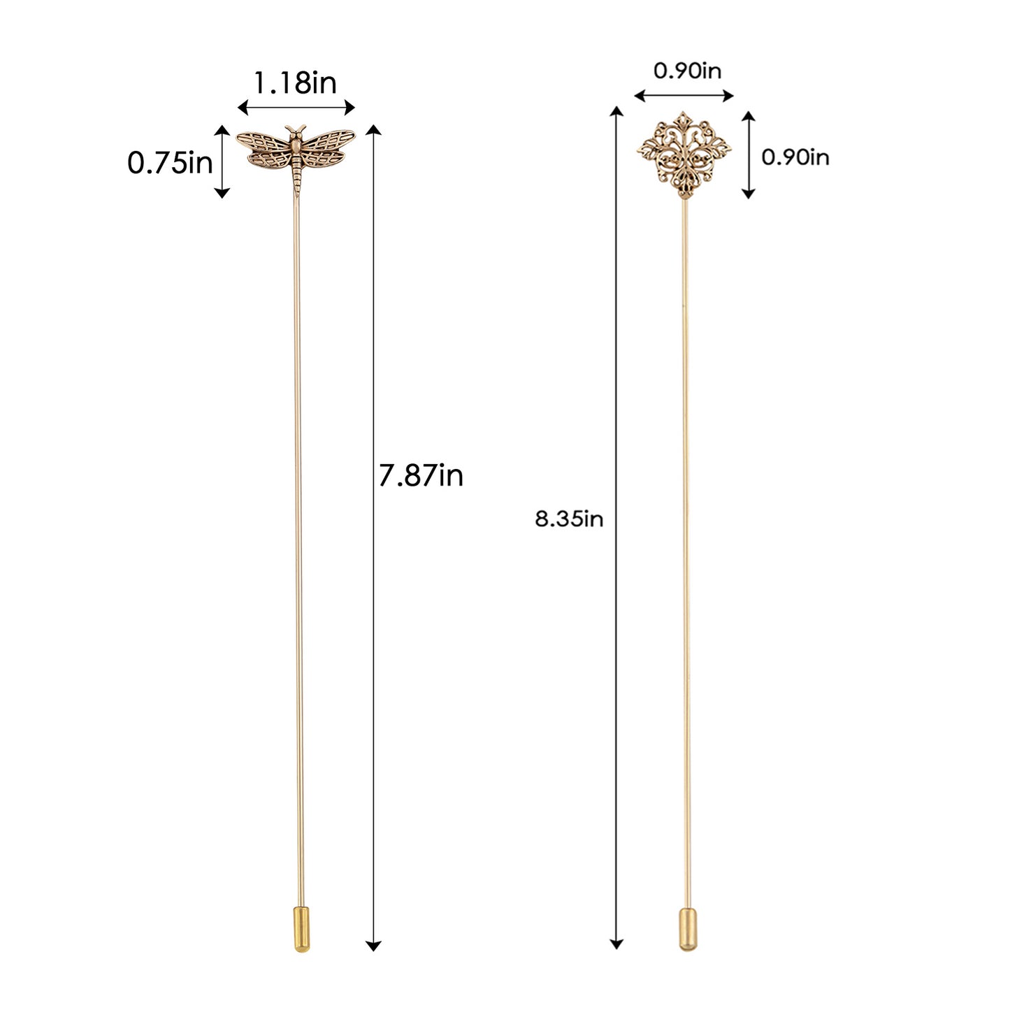 Alilang 2Pcs Classic Hat Pins for Women and Lapel Brooch Set Vintage Style Decorative Stick Pins for Hats Suits Scarves Fitted Hats to Keep Hat in Place