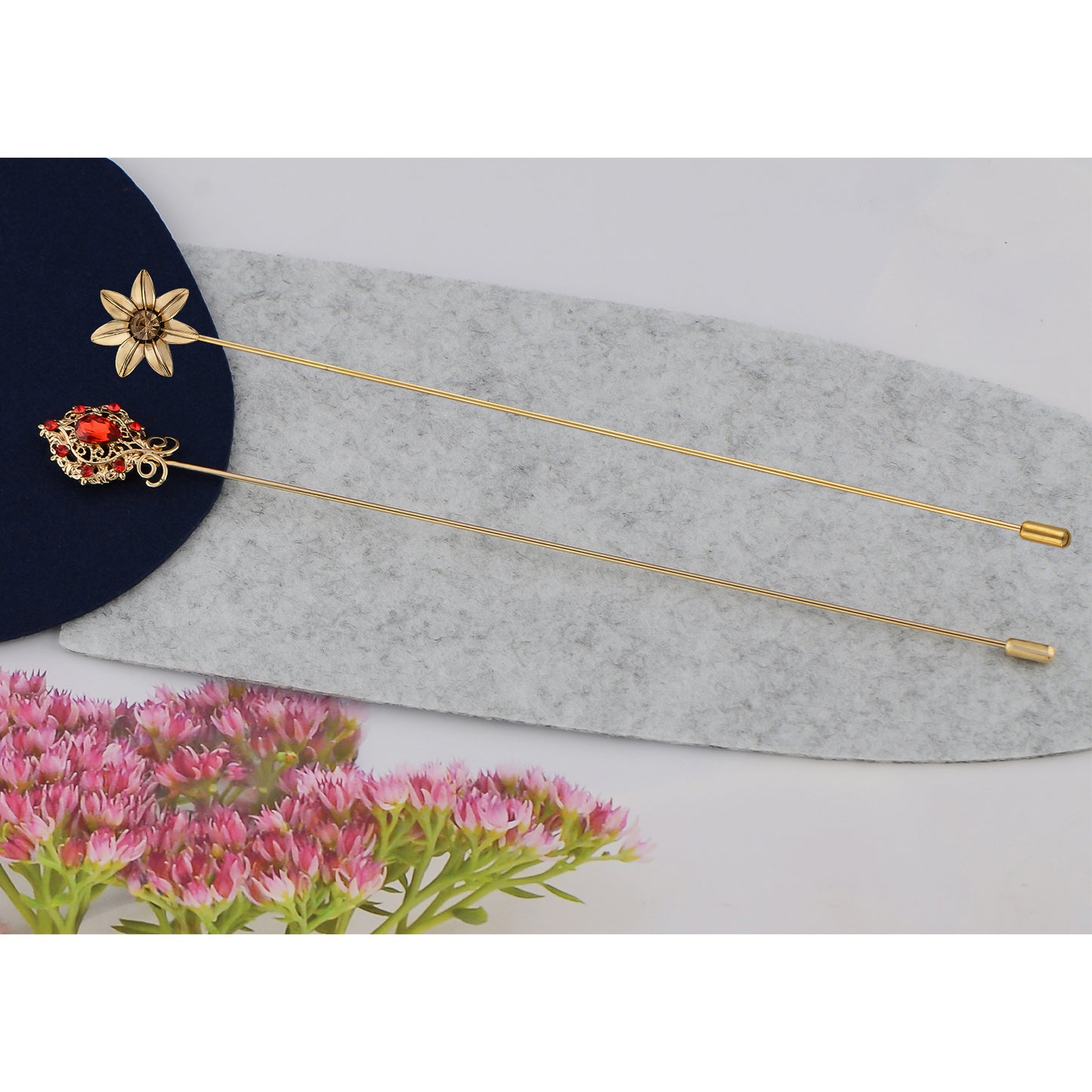 Alilang Vintage Style Hat Pins For Women Long Handle with Flexible Bendable Design Jewelry Accessories