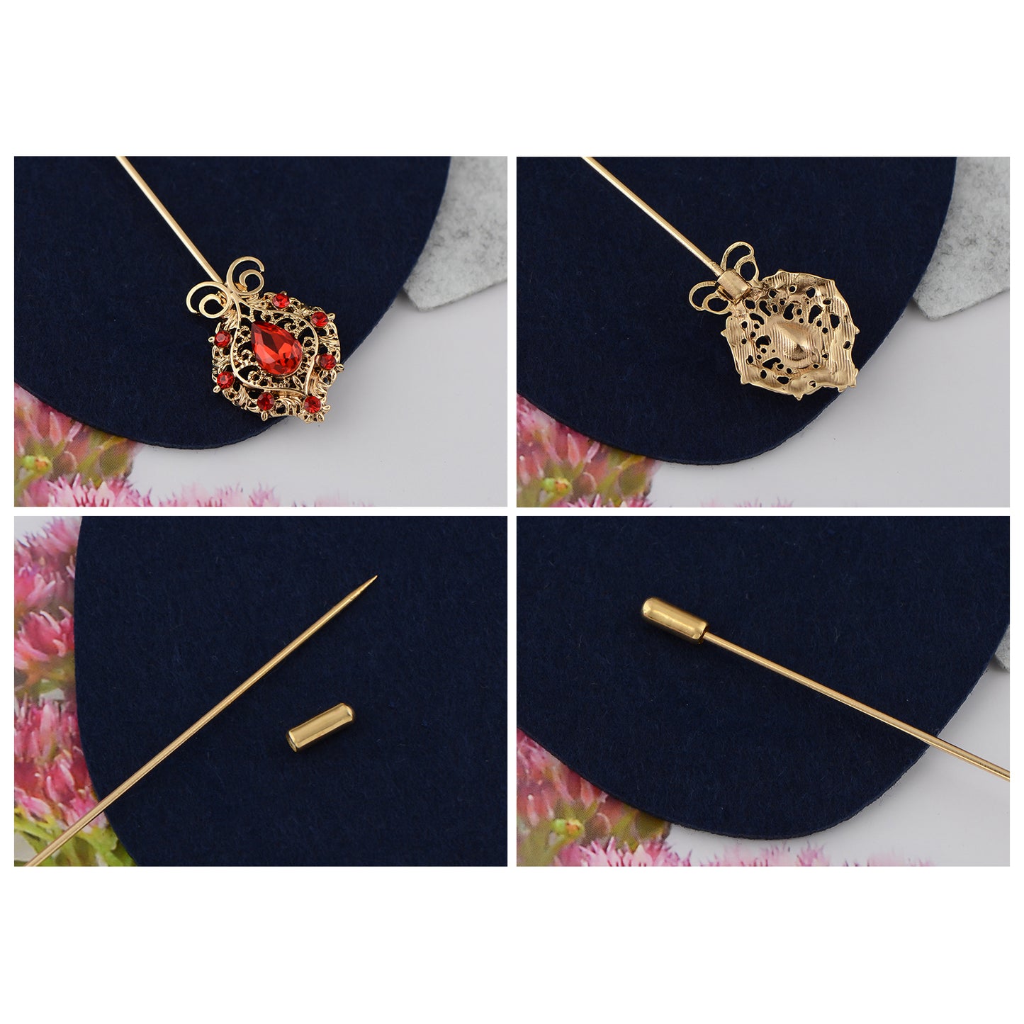 Alilang Vintage Style Hat Pins For Women Long Handle with Flexible Bendable Design Jewelry Accessories