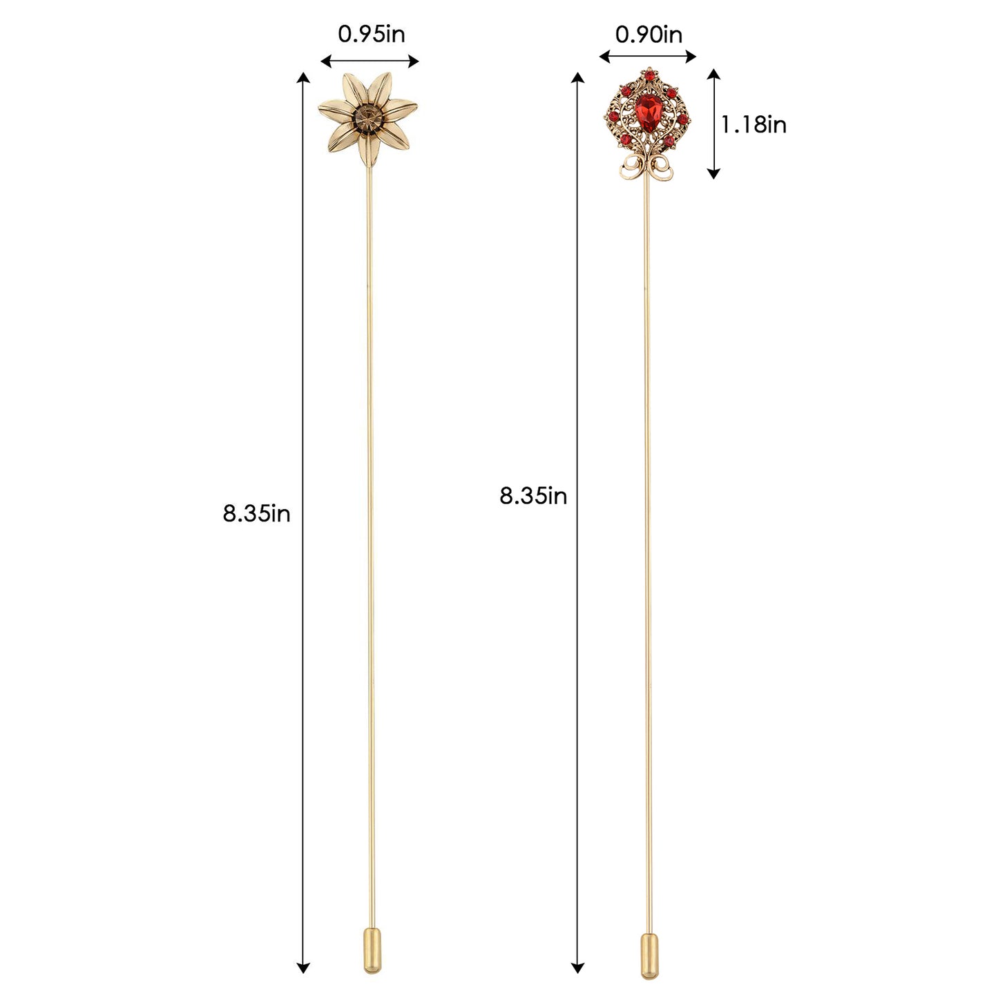 Alilang Vintage Style Hat Pins For Women Long Handle with Flexible Bendable Design Jewelry Accessories