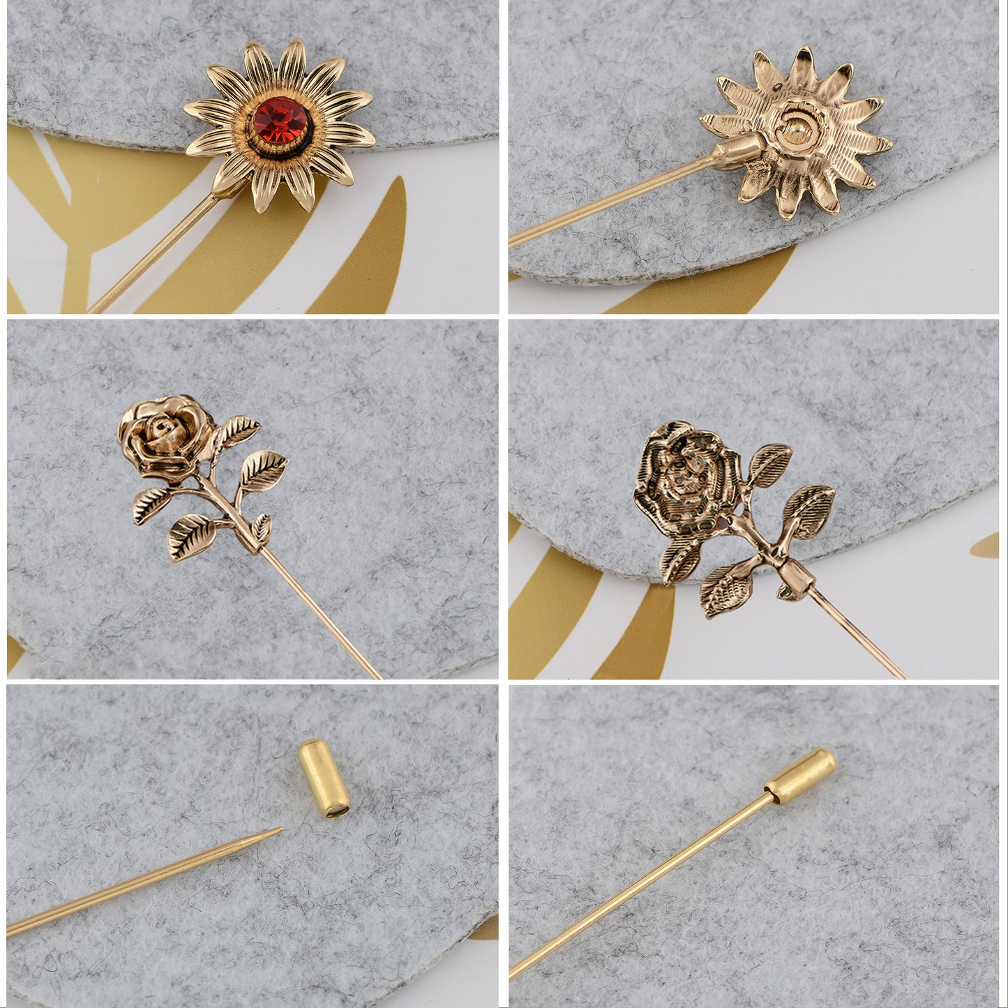 Alilang 3Pcs Classic Hat Pins Safety Long Handle Lapel Pin Suit Tie Hat Scarf Jewelry Accessories