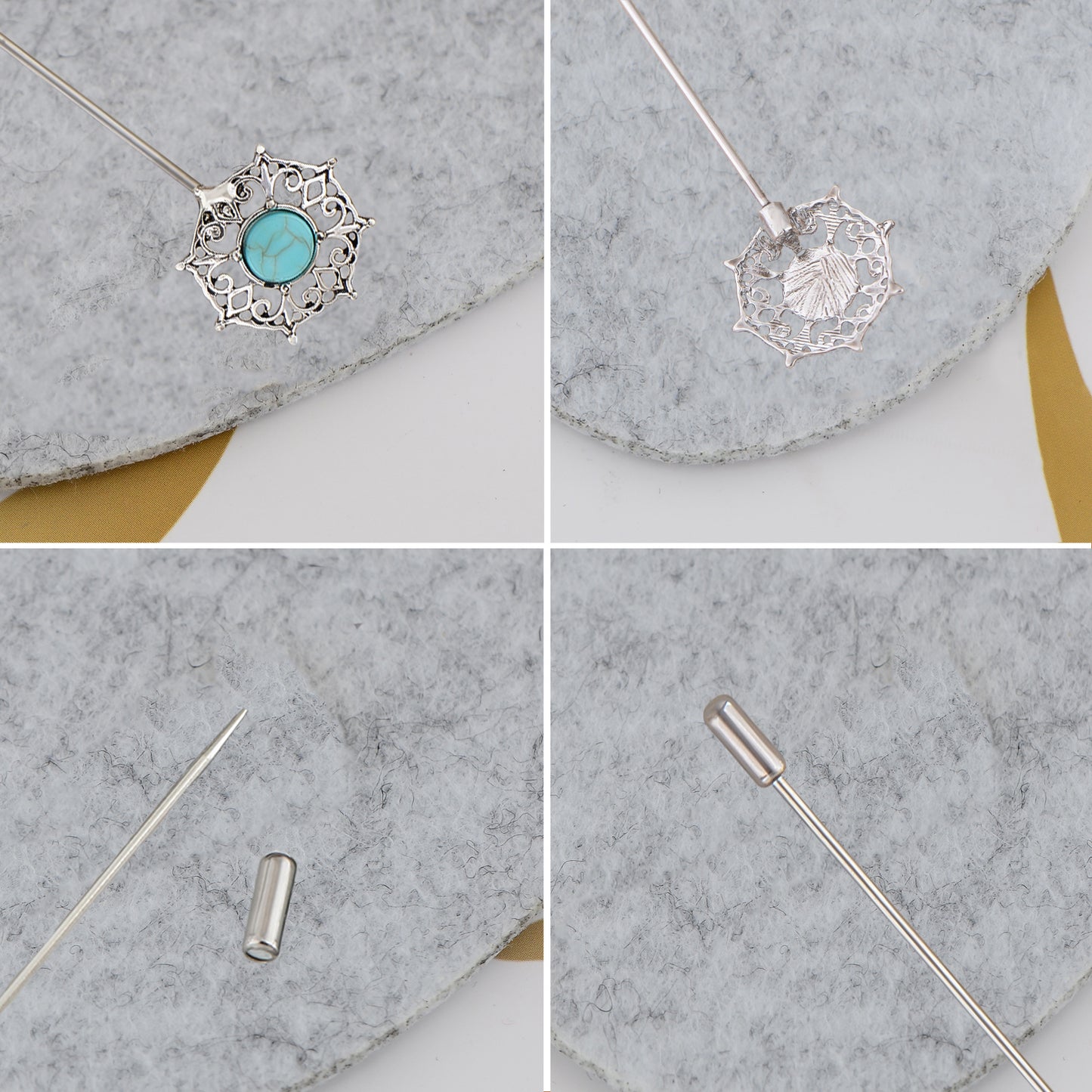 Alilang 3Pcs Classic Hat Pins Safety Long Handle Lapel Pin Suit Tie Hat Scarf Jewelry Accessories