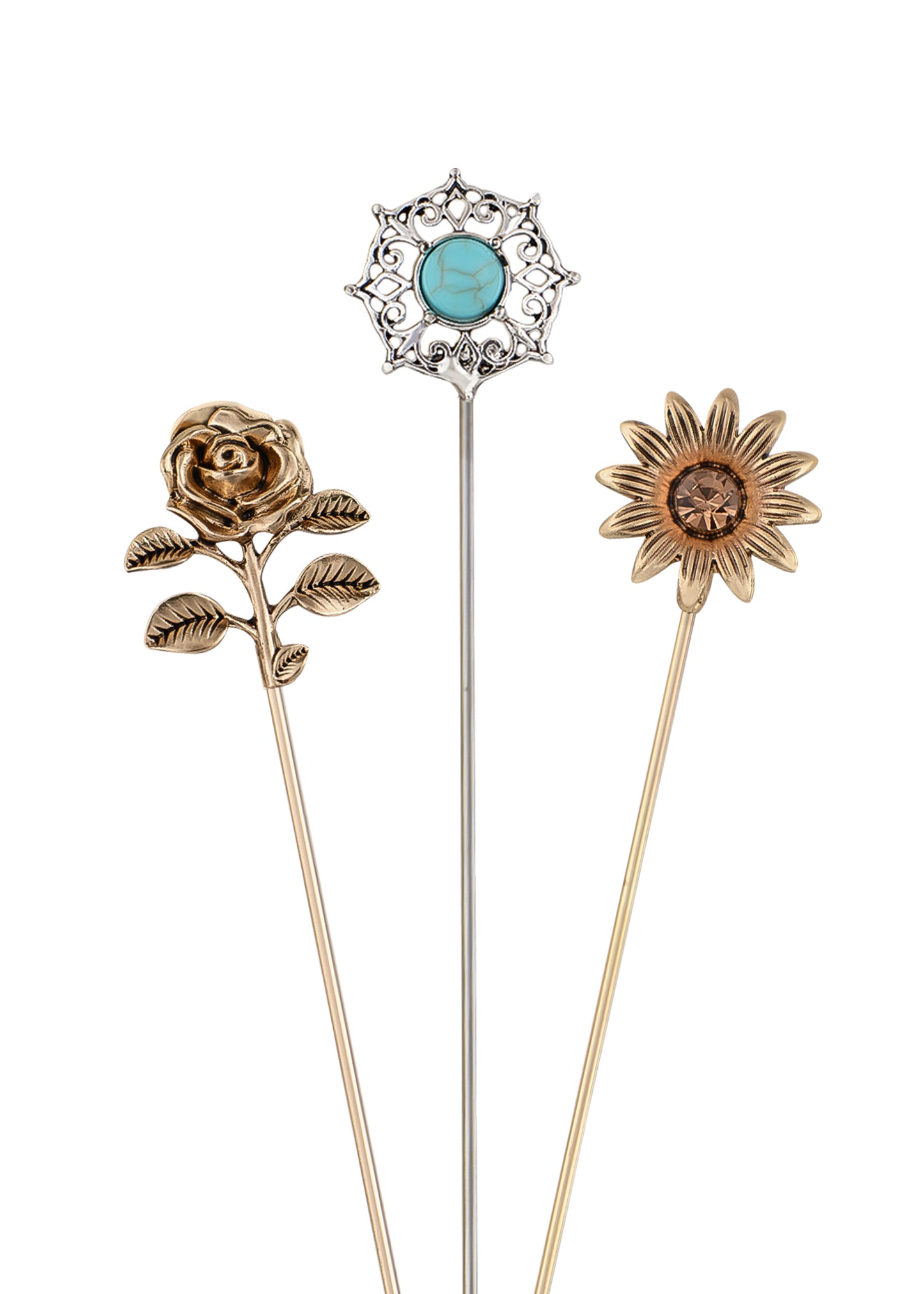 Alilang 3Pcs Classic Hat Pins Safety Long Handle Lapel Pin Suit Tie Hat Scarf Jewelry Accessories