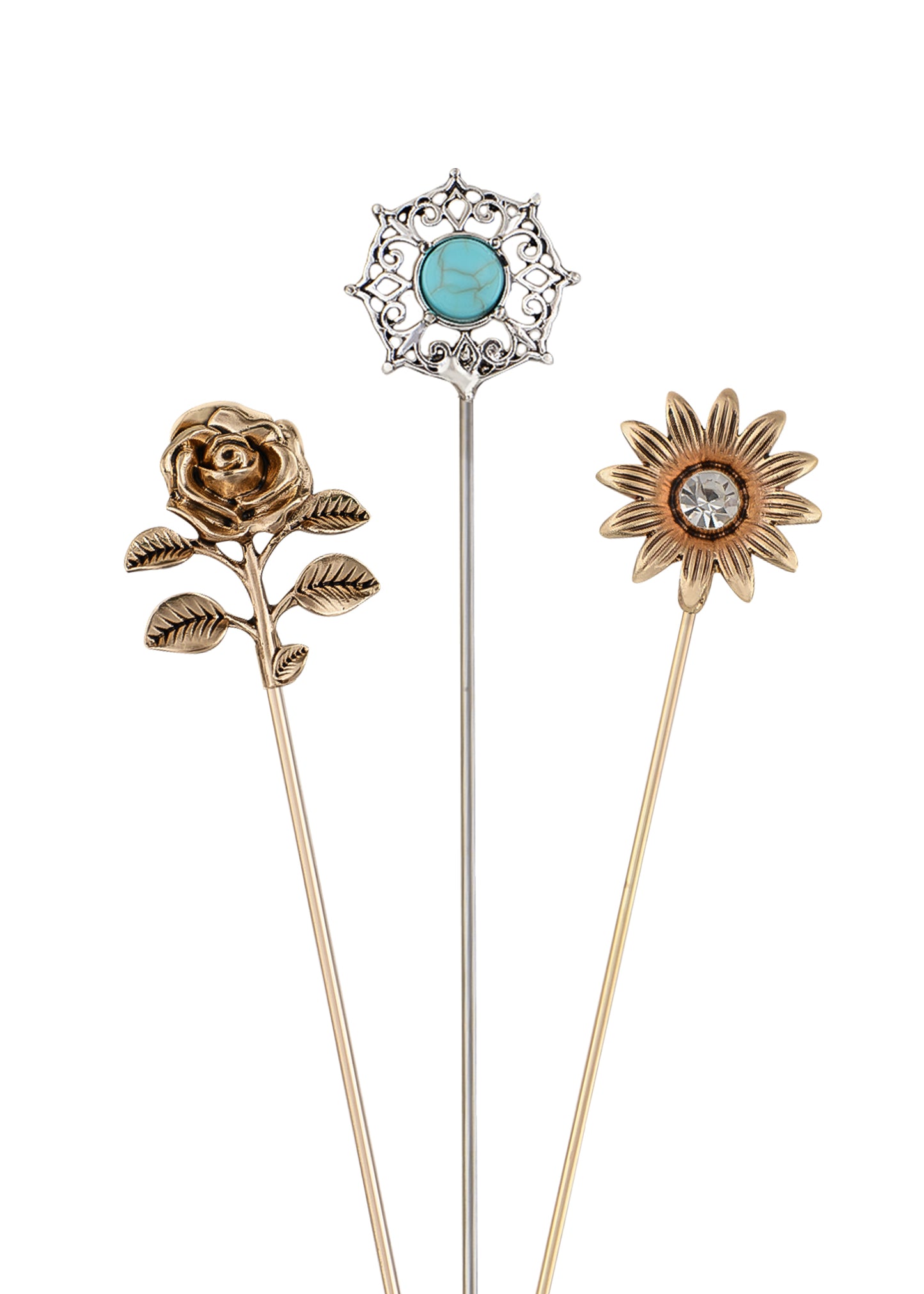 Alilang 3Pcs Classic Hat Pins Safety Long Handle Lapel Pin Suit Tie Hat Scarf Jewelry Accessories