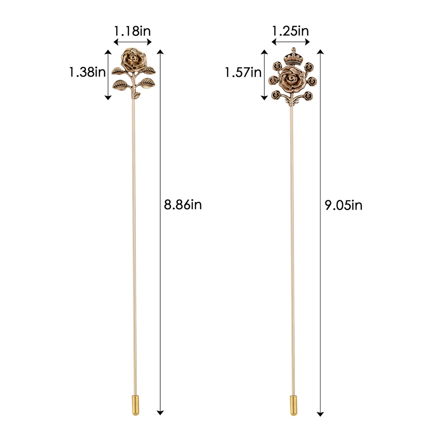 Alilang 2Pcs Classic Hat Pins for Women and Lapel Brooch Set Vintage Style Decorative Stick Pins for Hats Suits Scarves Fitted Hats to Keep Hat in Place