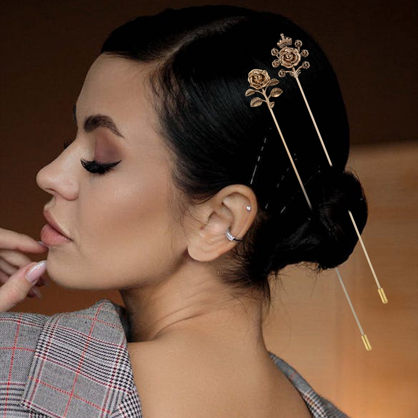 Alilang 2Pcs Classic Hat Pins for Women and Lapel Brooch Set Vintage Style Decorative Stick Pins for Hats Suits Scarves Fitted Hats to Keep Hat in Place