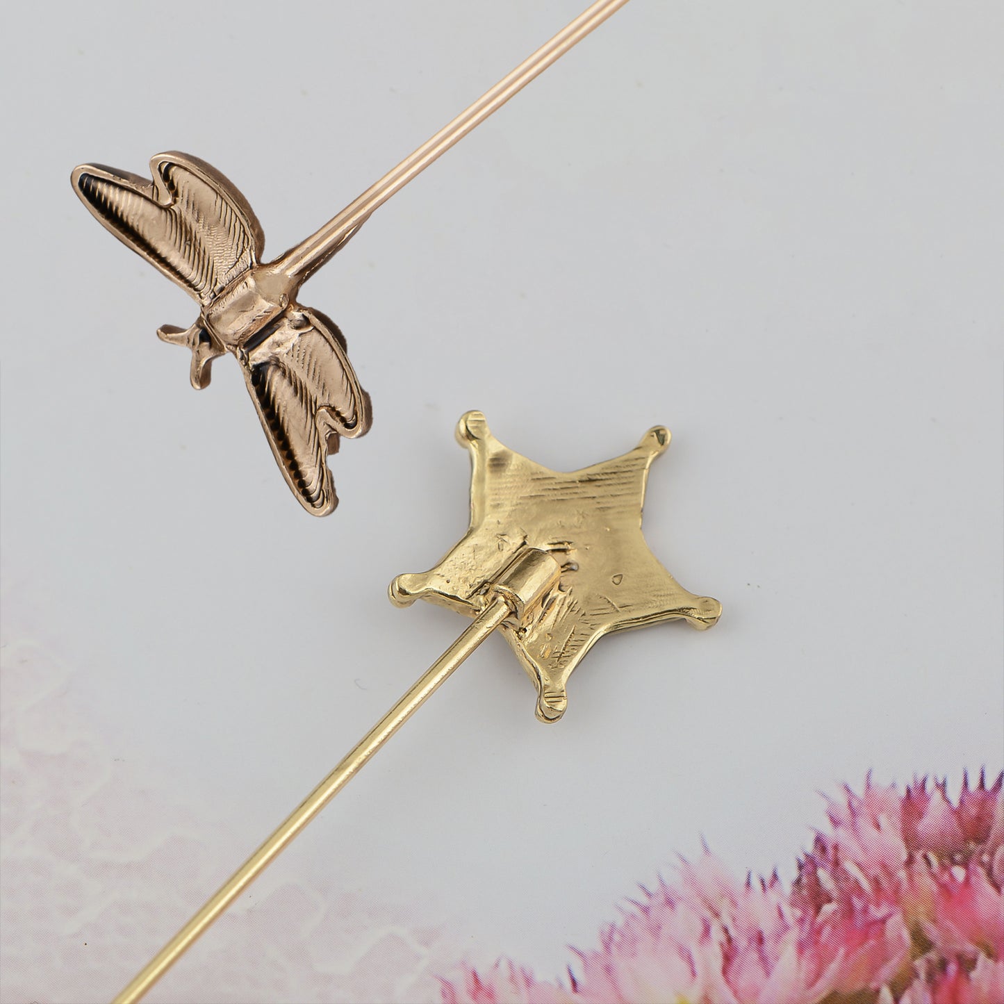 Alilang 2Pcs Classic Hat Pins for Women and Lapel Brooch Set Vintage Style Decorative Stick Pins for Hats Suits Scarves Fitted Hats to Keep Hat in Place