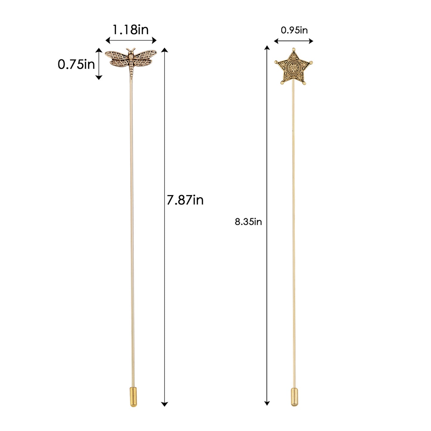 Alilang 2Pcs Classic Hat Pins for Women and Lapel Brooch Set Vintage Style Decorative Stick Pins for Hats Suits Scarves Fitted Hats to Keep Hat in Place