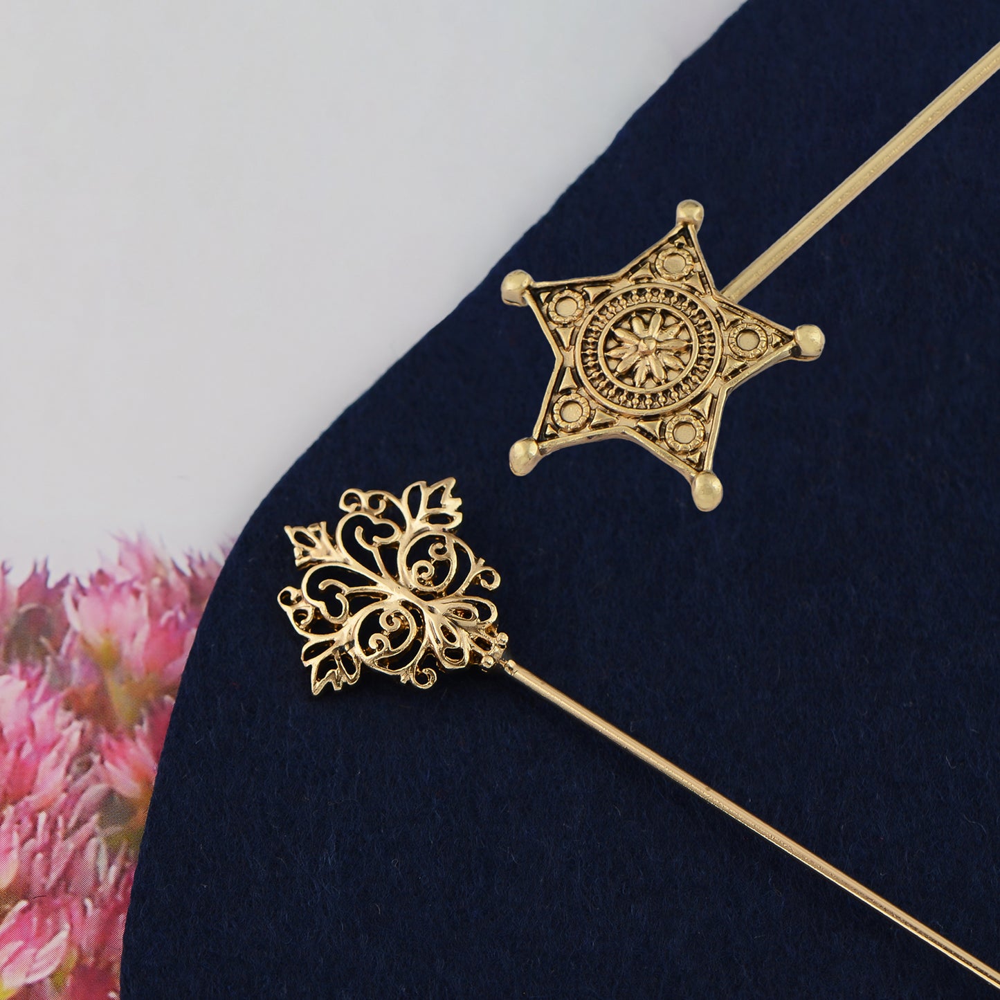 Alilang 2Pcs Classic Hat Pins for Women and Lapel Brooch Set Vintage Style Decorative Stick Pins for Hats Suits Scarves Fitted Hats to Keep Hat in Place