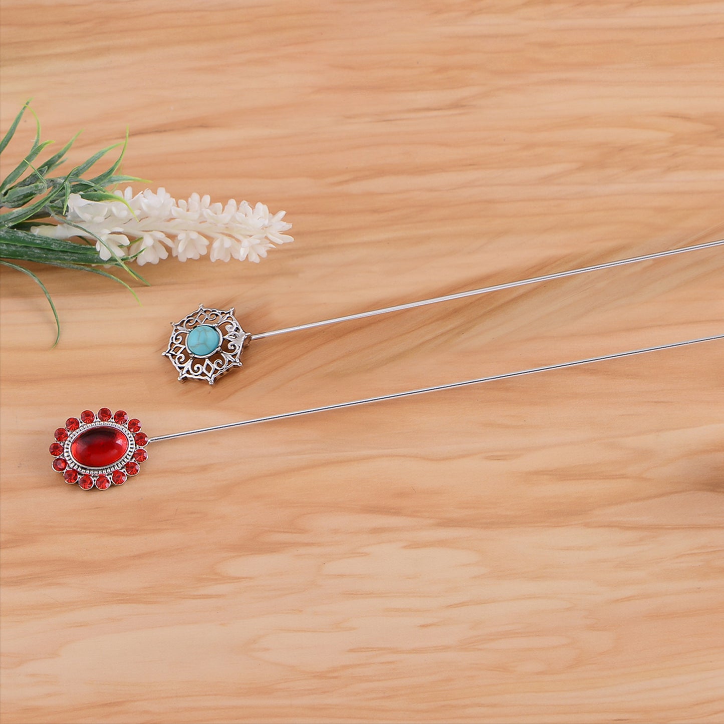 Alilang 2Pcs Classic Hat Pins for Women and Lapel Brooch Set Vintage Style Decorative Stick Pins for Hats Suits Scarves Fitted Hats to Keep Hat in Place