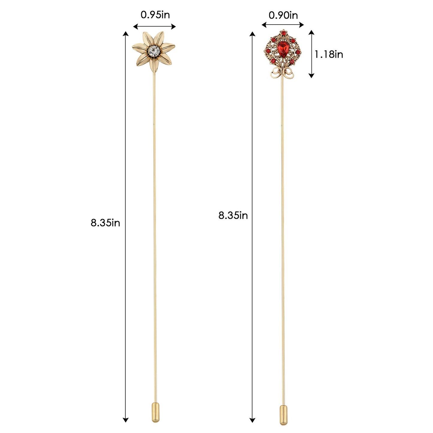 Alilang Vintage Style Hat Pins For Women Long Handle with Flexible Bendable Design Jewelry Accessories