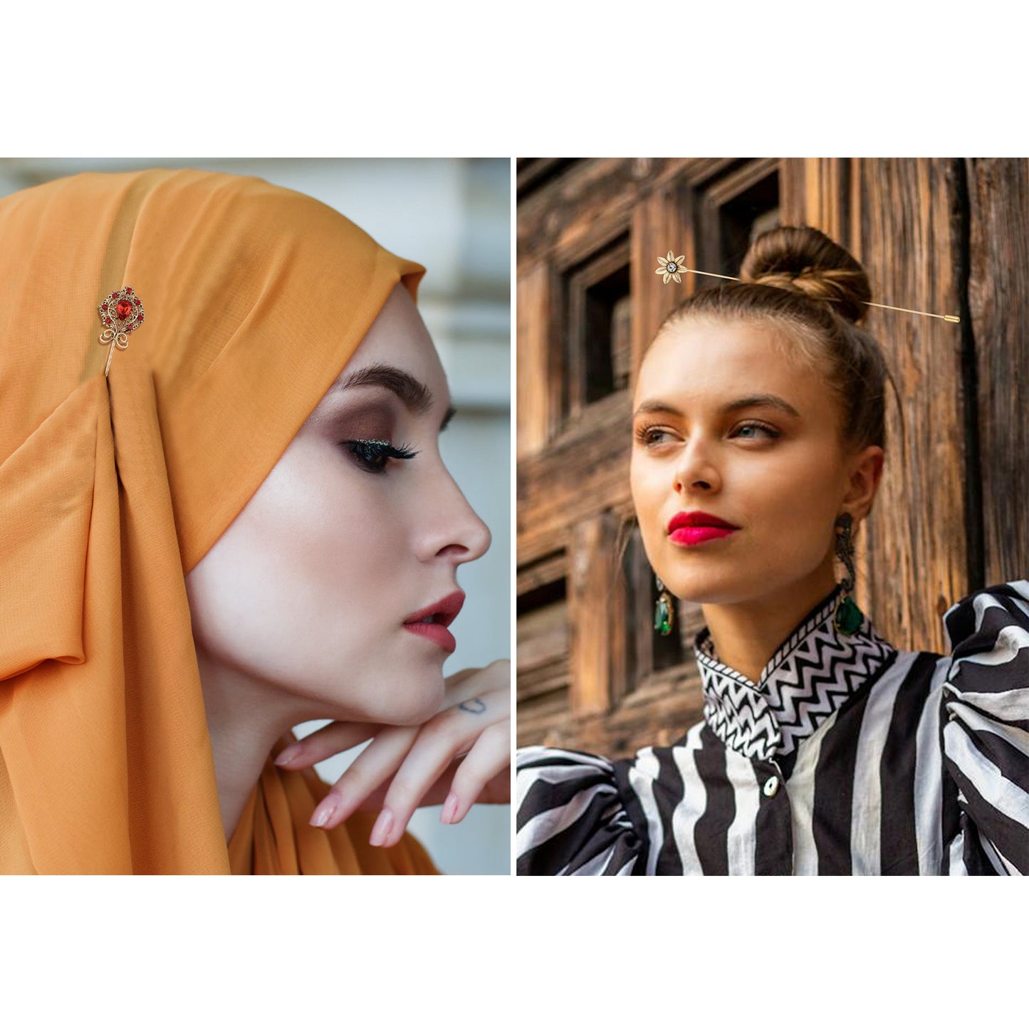 Alilang Vintage Style Hat Pins For Women Long Handle with Flexible Bendable Design Jewelry Accessories