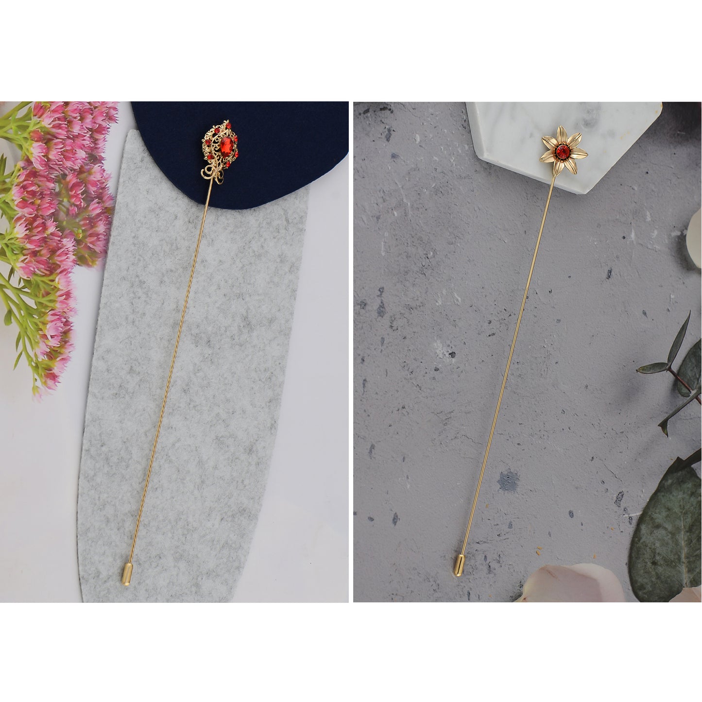 Alilang Vintage Style Hat Pins For Women Long Handle with Flexible Bendable Design Jewelry Accessories