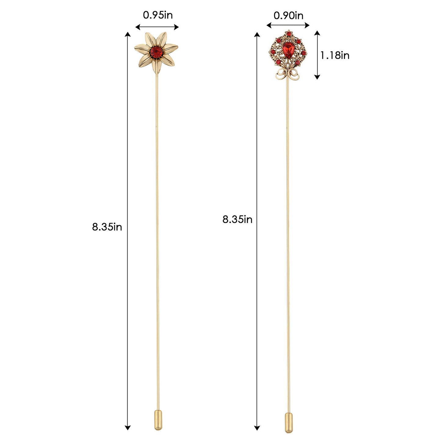 Alilang Vintage Style Hat Pins For Women Long Handle with Flexible Bendable Design Jewelry Accessories