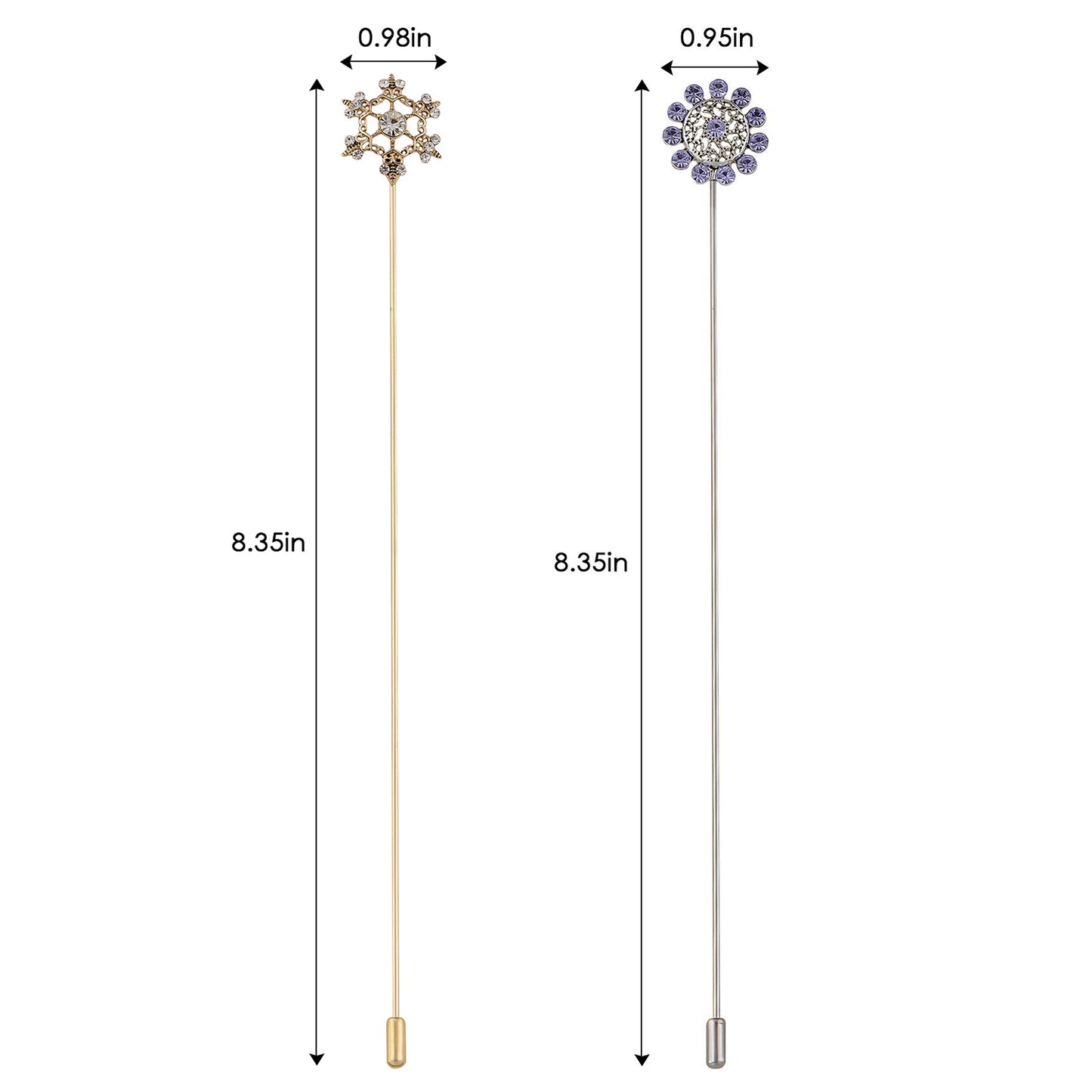 Alilang Vintage Style Hat Pins For Women Long Handle with Flexible Bendable Design Jewelry Accessories