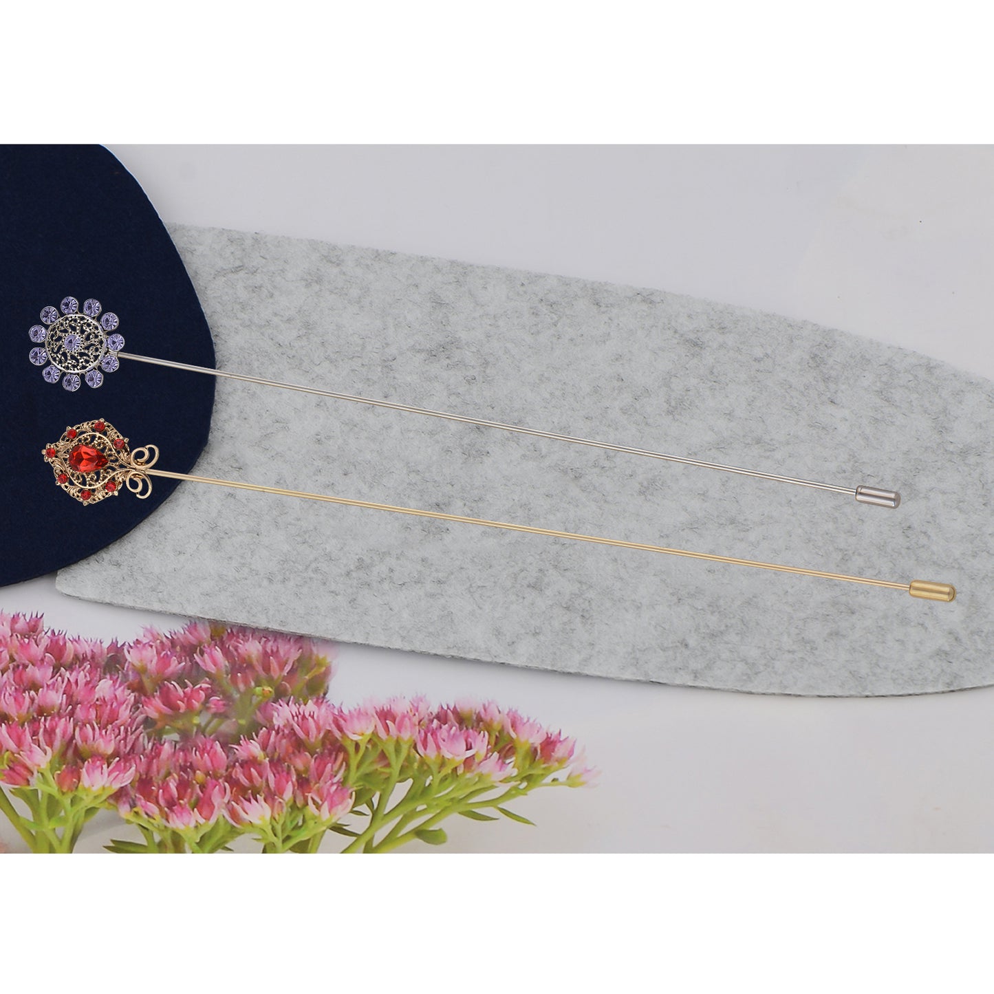 Alilang Vintage Style Hat Pins For Women Long Handle with Flexible Bendable Design Jewelry Accessories