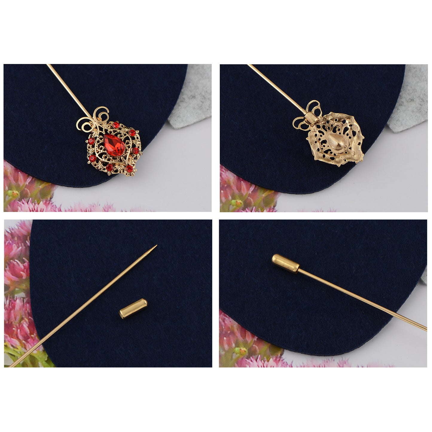 Alilang Vintage Style Hat Pins For Women Long Handle with Flexible Bendable Design Jewelry Accessories
