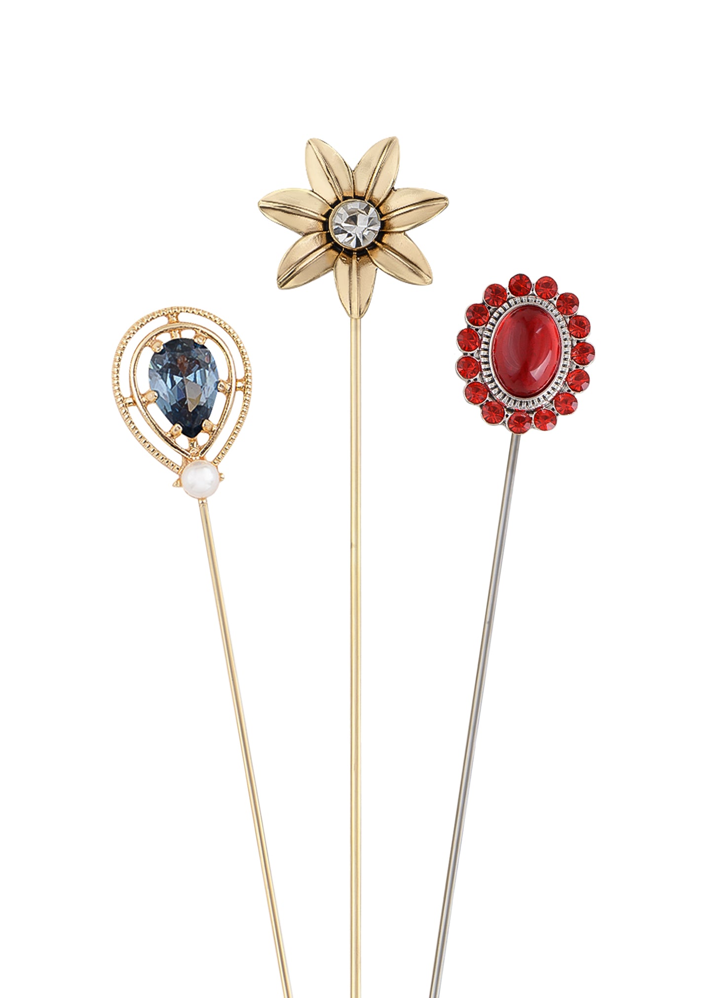 Alilang 3Pcs Classic Hat Pins Safety Long Handle Lapel Pin Suit Tie Hat Scarf Jewelry Accessories