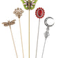 Alilang Vintage Style Hat Pin Set Mixed Charms Including Crescent Moon Star Gemstone Floral Accents