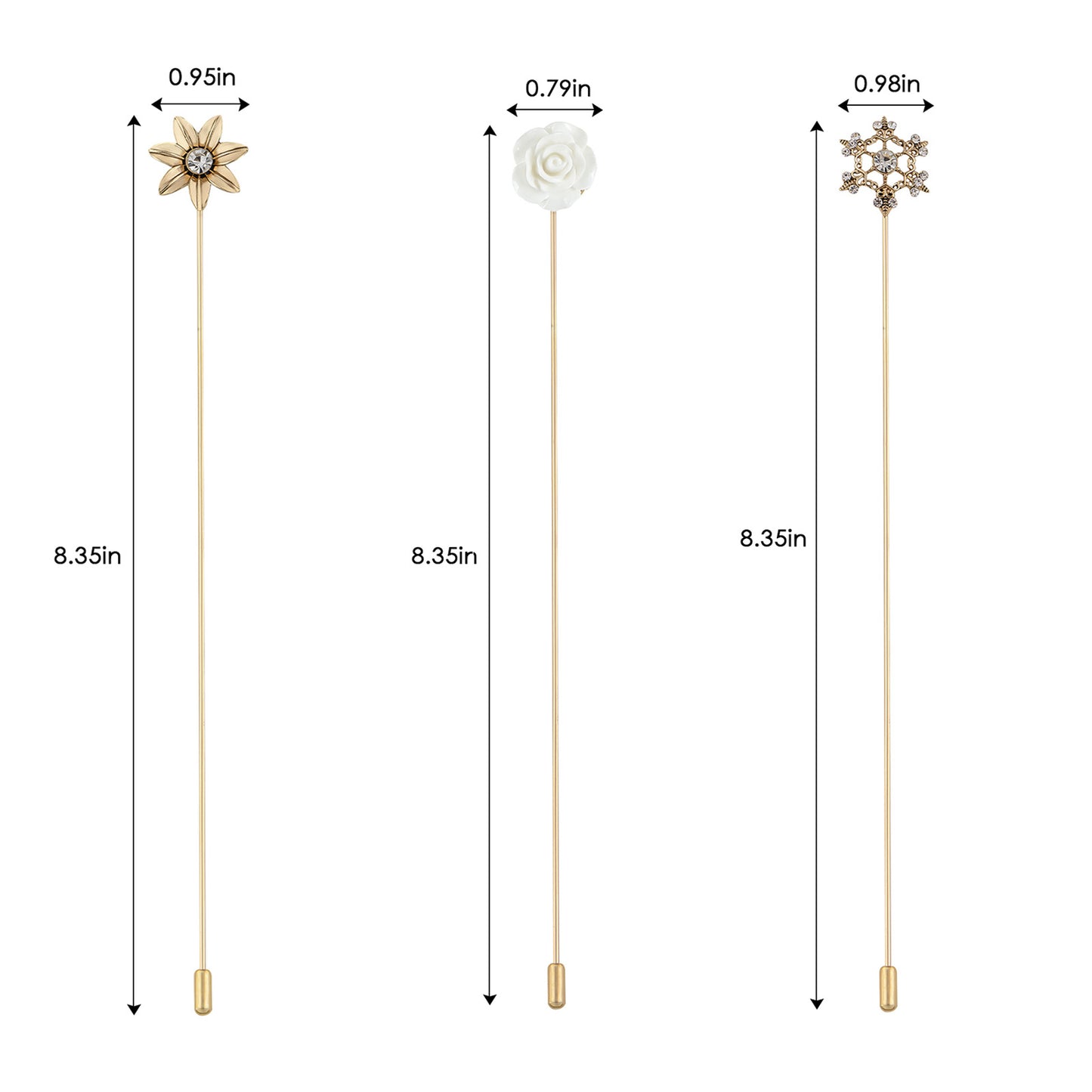 Alilang Floral Hat Pin for Women Gold Tone Stick Pins Featuring Rose Crystal Jewelry for Hat Accessories Lapel Brooch Pins