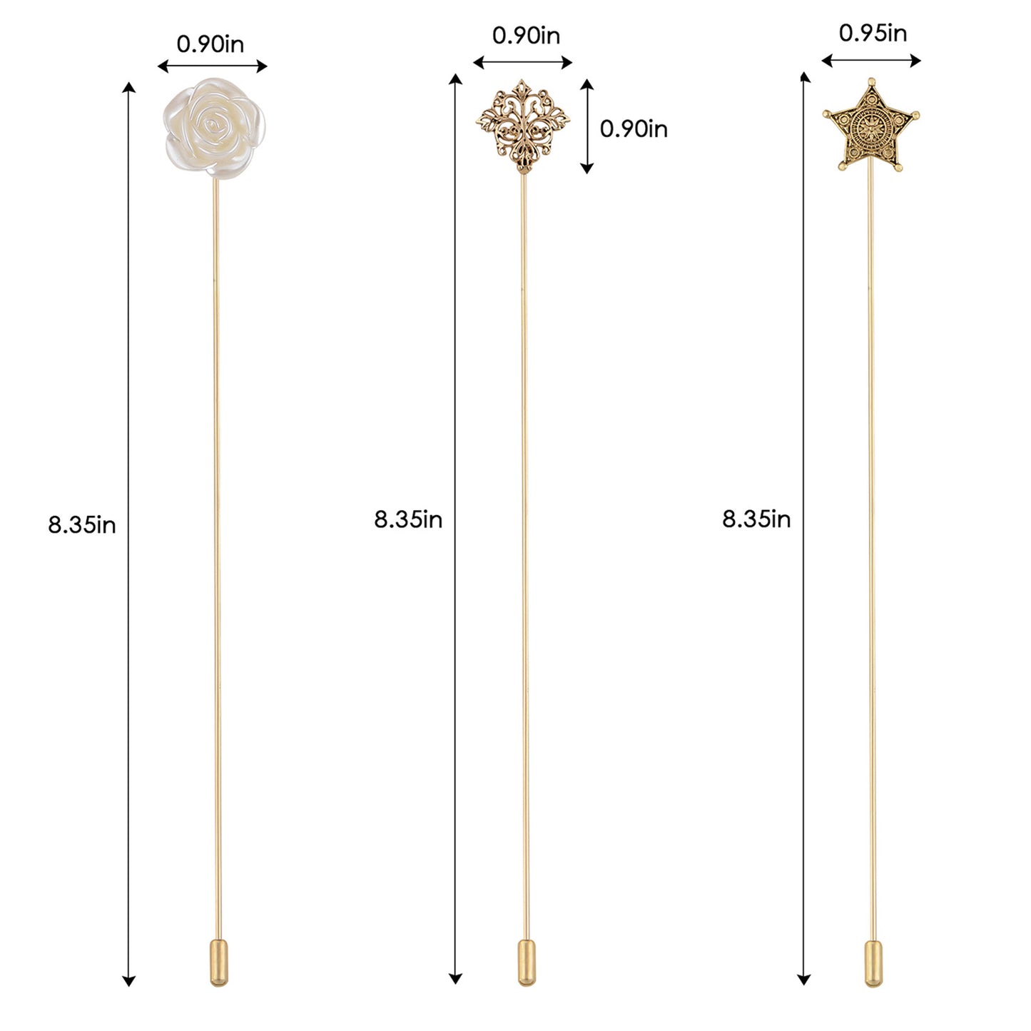 Alilang Floral Hat Pin for Women Gold Tone Stick Pins Featuring Rose Crystal Jewelry for Hat Accessories Lapel Brooch Pins