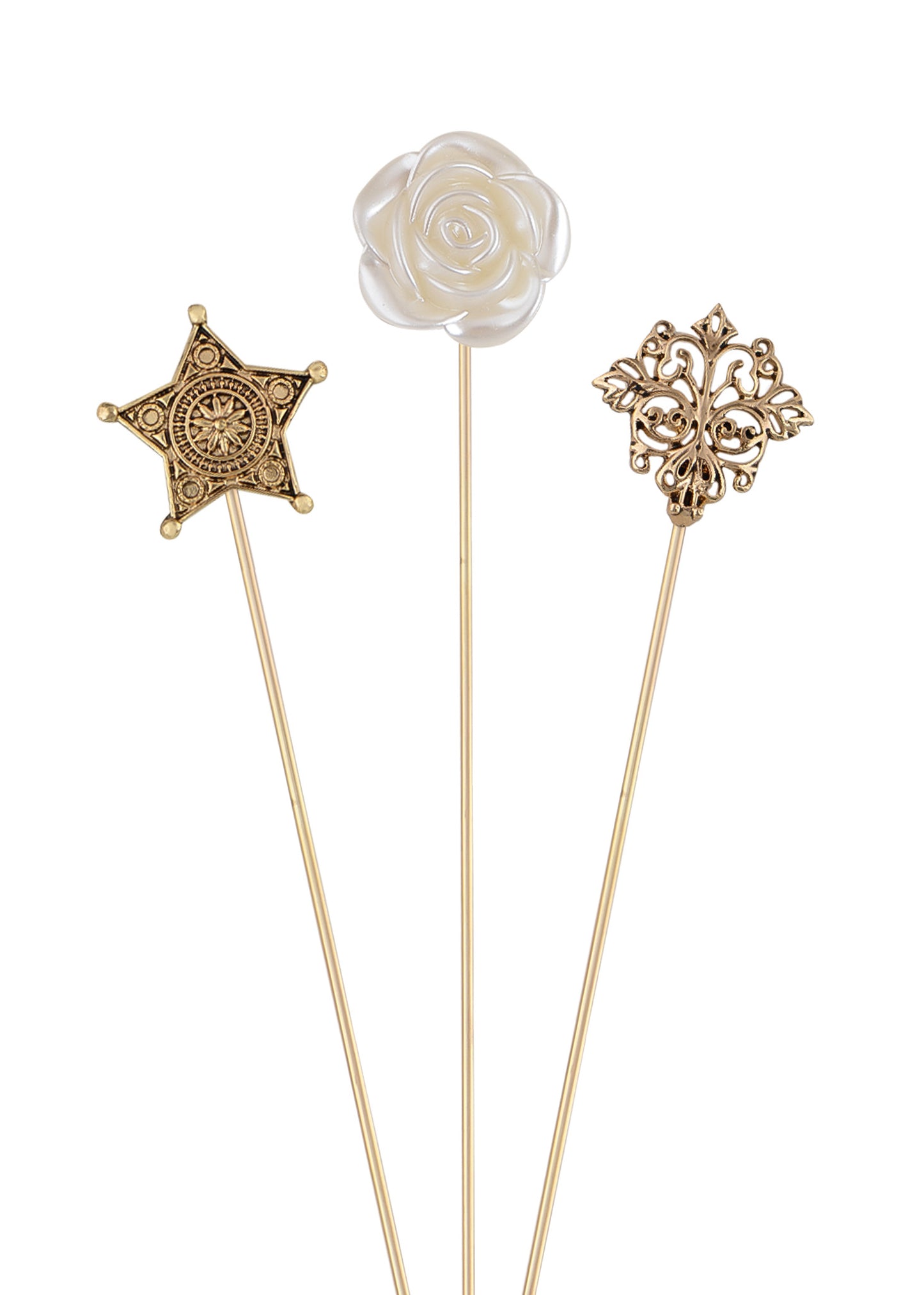 Alilang Floral Hat Pin for Women Gold Tone Stick Pins Featuring Rose Crystal Jewelry for Hat Accessories Lapel Brooch Pins