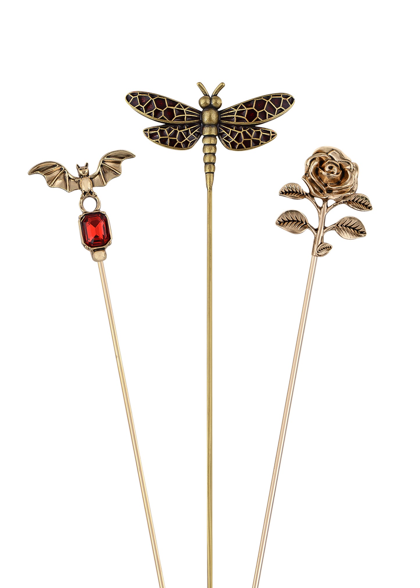 Alilang Floral Hat Pin for Women Gold Tone Stick Pins Featuring Rose Crystal Jewelry for Hat Accessories Lapel Brooch Pins