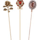 Alilang Floral Hat Pin for Women Gold Tone Stick Pins Featuring Rose Crystal Jewelry for Hat Accessories Lapel Brooch Pins